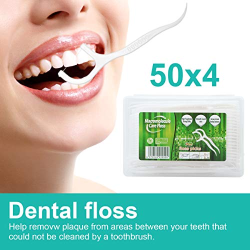 Hilo dental - 200 unidades de hilo dental con soporte para palillo, alambre de dientes/cuidado dental interdental con diseño en forma de Y, palillos de dientes desmontables