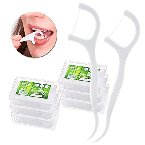 Hilo Dental – Meersee 180 piezas Seda Dental Palo Hilo Dental Pre-cortadas Seda de Dientes, Pack de 6