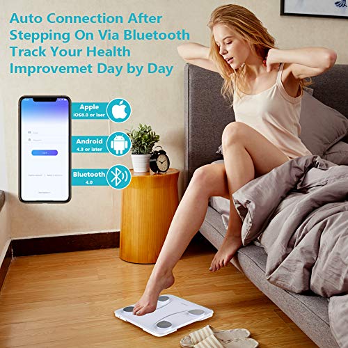 HIMOX Báscula Grasa Corporal y Muscular Báscula Inteligente Bluetooth Analizar Más de 23 Funciones, 400 lbs/180kg, Báscula de Baño USB Carga, Báscula Digital Grasa Corporal/Músculo/BMI