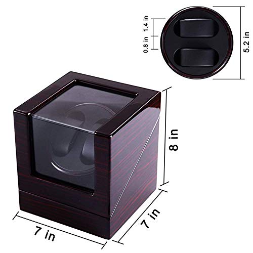 HiPai Automática Watch Winder de Doble Reloj con Motor Silencioso 5 Modos de Rotación - Caja Madera Negra ébano