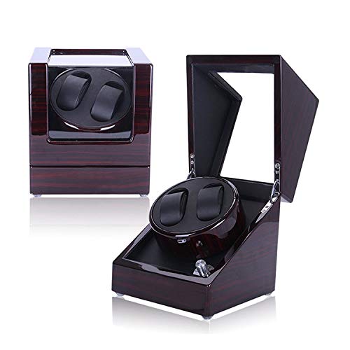 HiPai Automática Watch Winder de Doble Reloj con Motor Silencioso 5 Modos de Rotación - Caja Madera Negra ébano