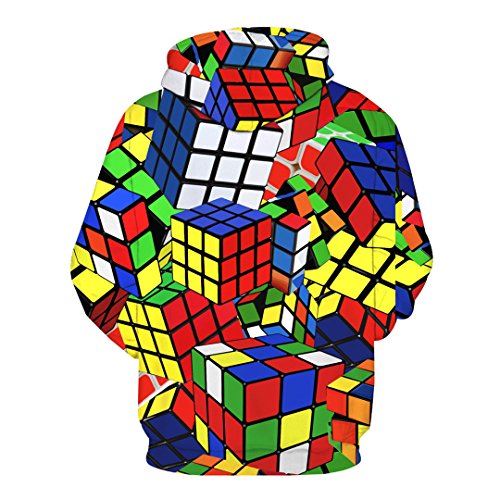 Hip&Hoeny Sudadera Hombre/Mujer Sudaderas 3D Imprimir Jugar Consola de Juegos Rubik'S Cube Slim Unisex 0640 M