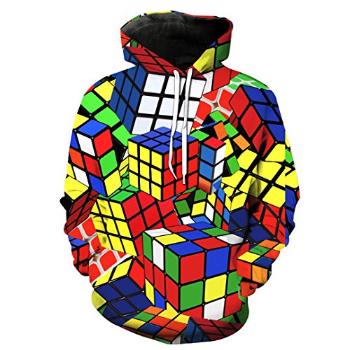 Hip&Hoeny Sudadera Hombre/Mujer Sudaderas 3D Imprimir Jugar Consola de Juegos Rubik'S Cube Slim Unisex 0640 M