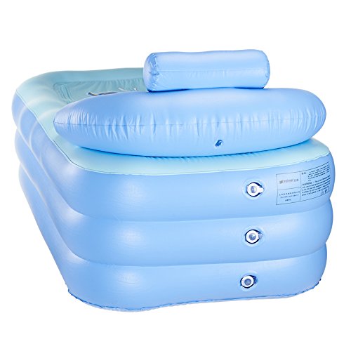 Hiram Bañera Hinchable de PVC Bañera Portátil 160 X 82 X 72CM Bañera Hinchable Portátil para Adultos Bañera Inflable Adulto para SPA en Casa o Jardín (con Bomba manual de pie)