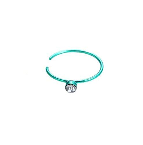 HIUYOO 1 Set(40 PCS) Anillo de La Nariz C Forma Circonita Piercing Jewelry Verde