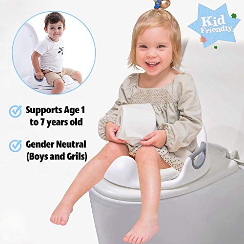 Hiveseen Asiento Inodoro para Niños, Reductor de WC para Bebé, Tapa WC con reposabrazos, Ayuda para aprender a ir al baño (Regalo: 1 x cepillo + 2 x cojín desmontable)