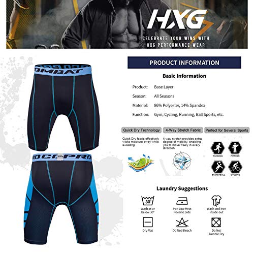 Hivexagon Pantalones Cortos de Compresión de Media Pierna para Deportes, Correr y Entrenamiento de Gimnasio SM008BUM