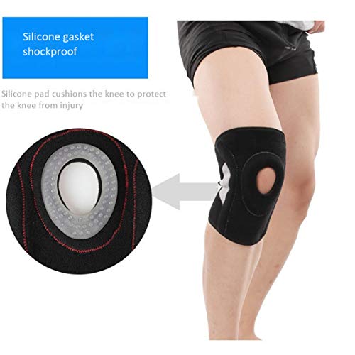 HiXB Rodillera de Neopreno Rodillera Menisco Ligamento con Estabilizadores Laterales y Almohadillas de Rótula en Gel para Deportes Correr Entrenamiento,Single