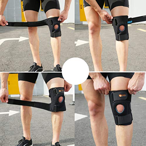 HiXB Rodilleras Deportivas Ajustable Profesional Antideslizante Apoyo para Menisco Crossfit Motocross Trabajo fútbol Ortopédicas Baloncesto ACL,Left