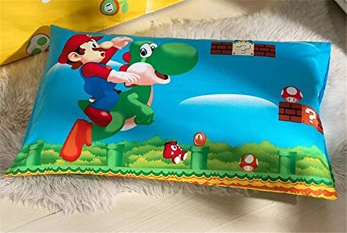 hjfigurine Super Mario - Juego de Funda de edredón y Funda de Almohada para niños, diseño de Super Mario