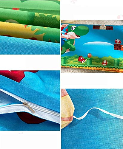hjfigurine Super Mario - Juego de Funda de edredón y Funda de Almohada para niños, diseño de Super Mario
