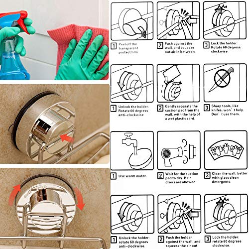HJZ Jabonera de Pared con Ventosa jaboneras de baño Acero inoxidable Cromado para ducha en cocina Estantería Baño