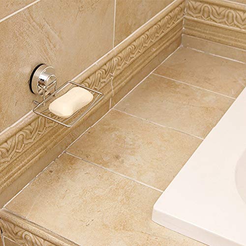 HJZ Jabonera de Pared con Ventosa jaboneras de baño Acero inoxidable Cromado para ducha en cocina Estantería Baño