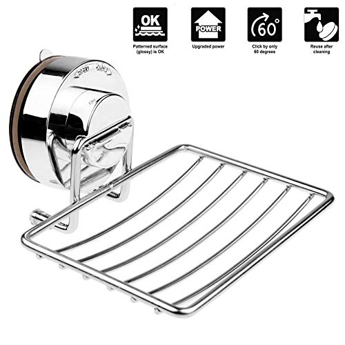 HJZ Jabonera de Pared con Ventosa jaboneras de baño Acero inoxidable Cromado para ducha en cocina Estantería Baño