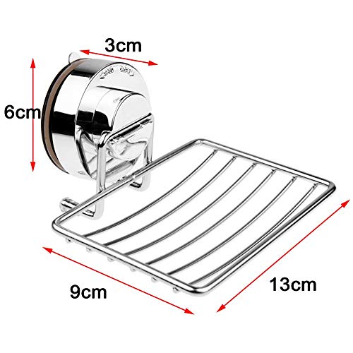 HJZ Jabonera de Pared con Ventosa jaboneras de baño Acero inoxidable Cromado para ducha en cocina Estantería Baño