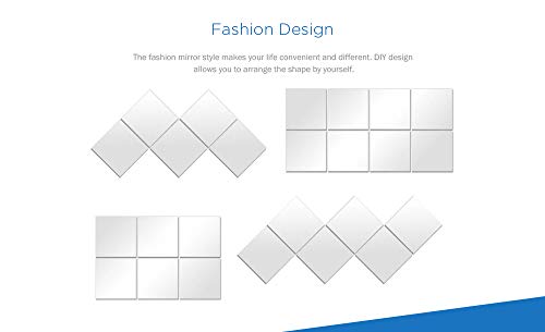 HKTOPONE 9 UNIDS Cuadrados de Azulejo Espejo Pegatinas de Pared 14.8 cm x 14.8 cm 3D Decal Mosaico Home Room DIY Decoración para Sala de Estar, Dormitorio, baño