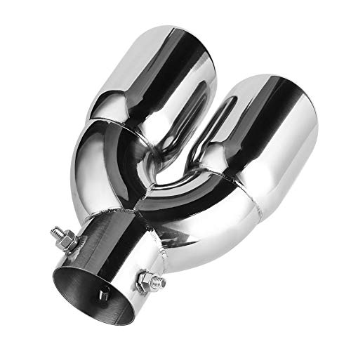 Hlyjoon Tubo de Silenciador de Escape Tubos de Cola de Escape Doble Para Automóvil Puntas de Silenciador de Acero Inoxidable Entrada 60 Mm 2.4 Pulgadas Punta de Escape del Silenciador Trasero Automáti