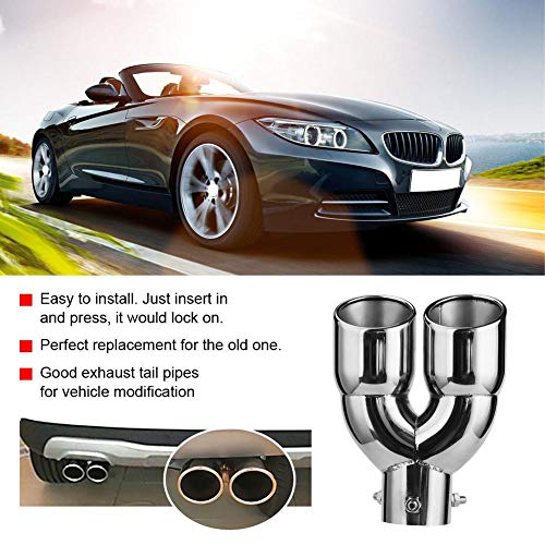 Hlyjoon Tubo de Silenciador de Escape Tubos de Cola de Escape Doble Para Automóvil Puntas de Silenciador de Acero Inoxidable Entrada 60 Mm 2.4 Pulgadas Punta de Escape del Silenciador Trasero Automáti