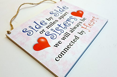 HmHome Side by Side o Millas Apart Hermanas We Will Be conectados por corazón Boda Regalo cumpleaños Navidad