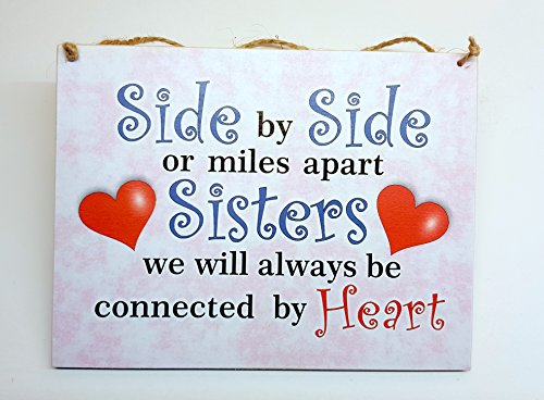 HmHome Side by Side o Millas Apart Hermanas We Will Be conectados por corazón Boda Regalo cumpleaños Navidad