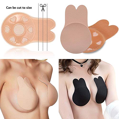 HMILYDYK Sujetador de silicona reutilizable con adhesivo invisible, sin tirantes, para levantar el pecho, color negro Negro Negro ( D/E/XXL