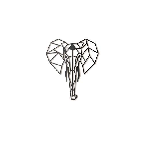 Hoagard Elephant Metal Wall Art - Decoración geométrica para pared - Elefante - Metal - 45 x 52 cm