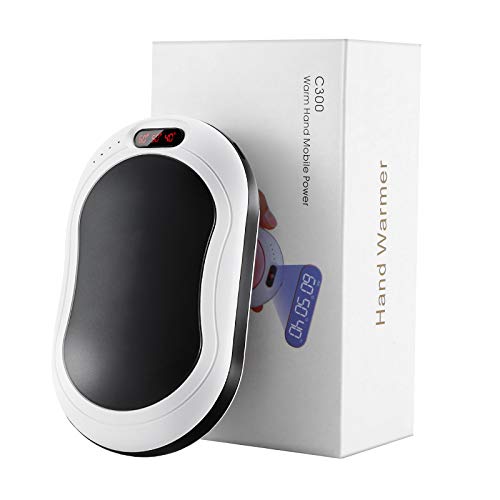 HOBFU Calentador de manos eléctrico USB, recargable, doble cara, portátil, gran capacidad, 10000 mAh, para encender y cargar, mantener caliente, regalo para mujer