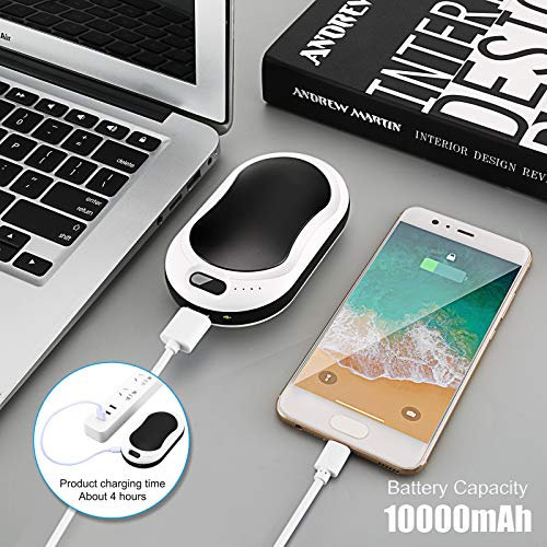 HOBFU Calentador de manos eléctrico USB, recargable, doble cara, portátil, gran capacidad, 10000 mAh, para encender y cargar, mantener caliente, regalo para mujer