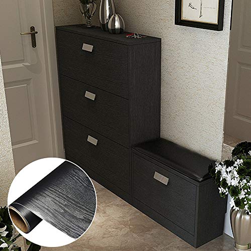 Hode Papel Adhesivo para Muebles Pegatina Vinilo Decorativos Negro Mate Rollo Autoadhesivo Impermeable 30X200cm