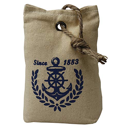 Hogar y Mas Sujetapuertas Decorativo Beige Textil 1,3 kg. Marinero Since 1883". Forma de Saco con Sisal Natural para Puertas 17x7x12 cm