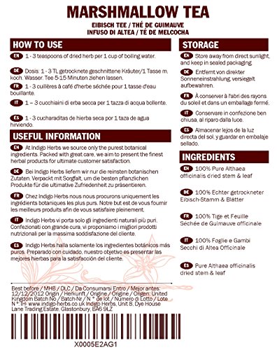 Hojas de Malvavisco (Althaea Officinalis) té de hierbas sueltas - 50g