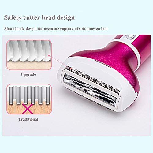 Hokaime Página Principal Mujer 4 en 1 Recortadora eléctrica Lady'S eléctrica Quitar para Bikini Máquina para Quitar el área de Las Mujeres, Rojo