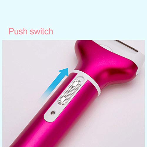Hokaime Página Principal Mujer 4 en 1 Recortadora eléctrica Lady'S eléctrica Quitar para Bikini Máquina para Quitar el área de Las Mujeres, Rojo