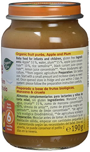 Holle Potito de Manzana y Ciruela (+6 meses) - Paquete de 6 x 190 gr - Total: 1140 gr
