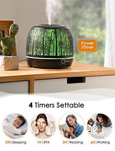 Homasy 500ml Metal Humidificador Ultrasónico Difusor de Aceites Esenciales, Difusor Aromaterapia, Apagado Automático, 4 Temporizadores, 14 Colores de Luz Nocturna