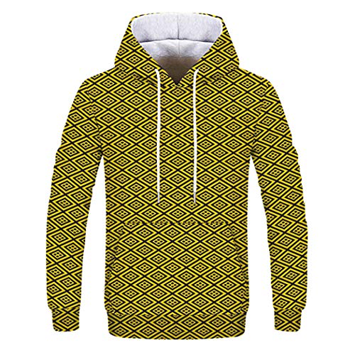 Hombre Amarillo Manga Larga Modelo 3D Rayas Tartán Estampado Tops Pareja Sudadera con Capucha Tops de Diario Algodón Poliéster Yellow XL