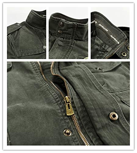 Hombres Chaqueta Primavera otoño e Invierno Algodón Militar Chaqueta (X-Small=Tag M/Chest 106cm, Black)