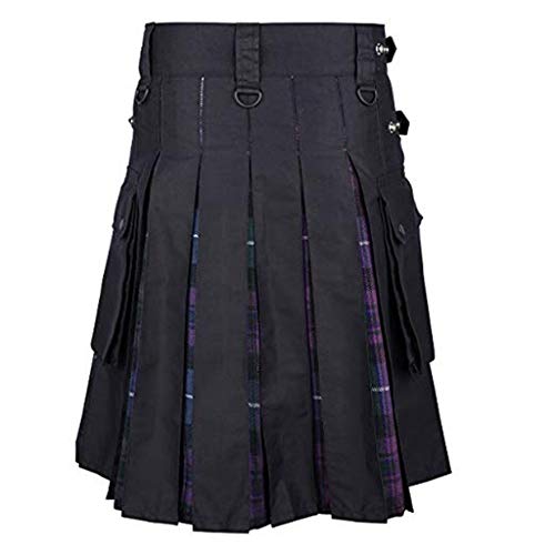 Hombres Retro Faldas de Bolsillo Kilt Escocia Moda Gótica Ropa Escocesa Falda Kendo de Falda Plisada Disfraz Multicolor （S-XXXXXL ） riou