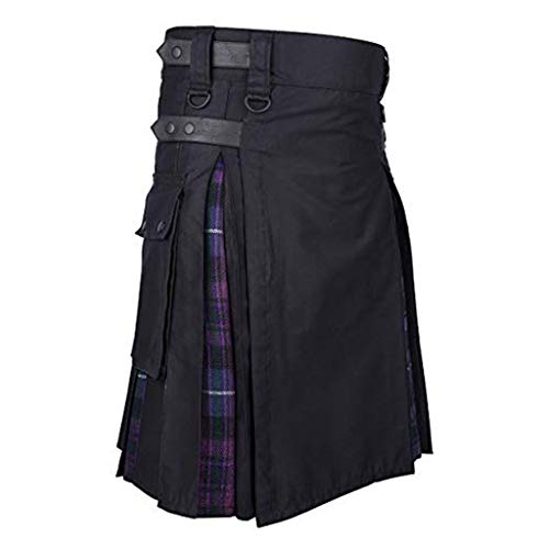 Hombres Retro Faldas de Bolsillo Kilt Escocia Moda Gótica Ropa Escocesa Falda Kendo de Falda Plisada Disfraz Multicolor （S-XXXXXL ） riou