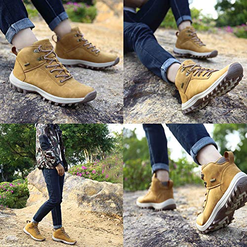 Hombres Trekking Botas Impermeables Zapatillas de Senderismo AntideslizanteTrekking Zapatos de Deporte Deportes Exterior Sneakers，Turismo, Senderismo, Escalada, Selva Amarillo 43EU