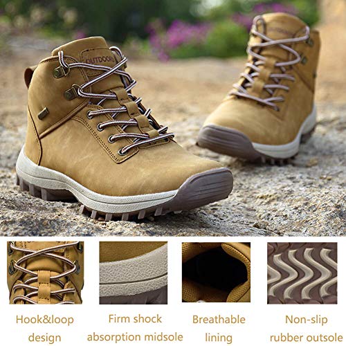 Hombres Trekking Botas Impermeables Zapatillas de Senderismo AntideslizanteTrekking Zapatos de Deporte Deportes Exterior Sneakers，Turismo, Senderismo, Escalada, Selva Amarillo 43EU