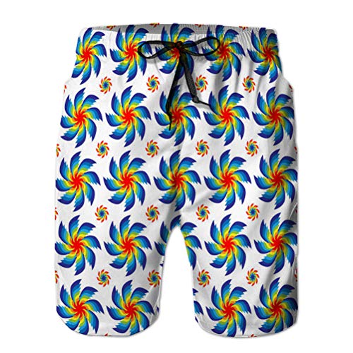 Hombres Verano Trajes de baño Transpirables Shorts de Playa sin patrón de Colores Brillantes giratorios de Todos L