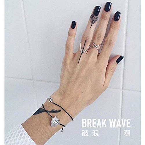 Hombres y mujeres tatuajes adhesivos dedo línea negra lineal viento escarchado oreja fresca pequeño tatuaje geométrico red roja