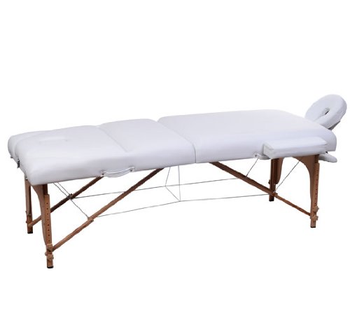 Homcom 30CW - Camilla de masaje plegable (madera, 3 zonas, espesor de 10 cm), color blanco