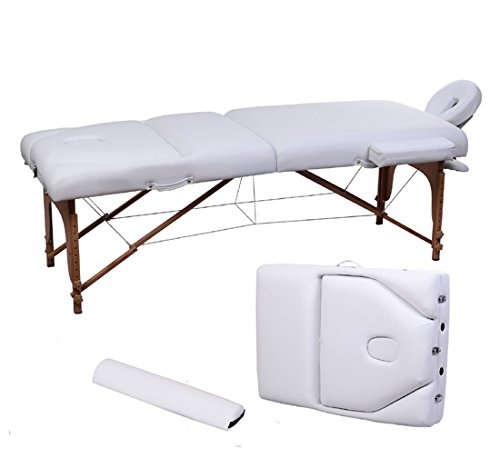 Homcom 30CW - Camilla de masaje plegable (madera, 3 zonas, espesor de 10 cm), color blanco