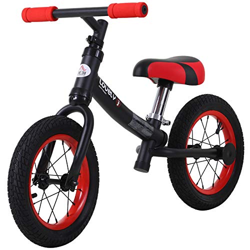 HOMCOM Bicicleta sin Pedales Sillín Regulable 31-45cm Recomendado para niños + 2 Años Rueda de Goma Carga 25kg 65x33x46cm Negra