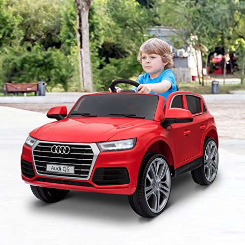 HOMCOM Coche Eléctrico para Niño 3-8 Años Audi Q5 con Mando a Distancia MP3 Luces y Sonidos Apertura de Puerta 116x75x56cm Carga 30kg