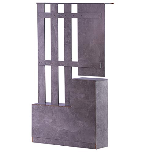 HOMCOM Conjunto de Muebles de Entrada Recibidor Pasillo Set de 3 Piezas Perchero Espejo Zapatero con Cajón 90x22x116cm Madera Gris