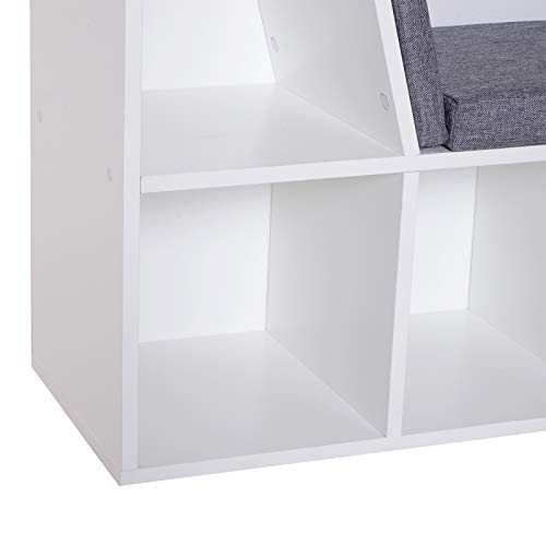 HOMCOM Estantería Librería con Asiento 6 Cubo Librería Original Infantil Zapatero con Cojín Estante con Banco Multiusos 102x30x61cm