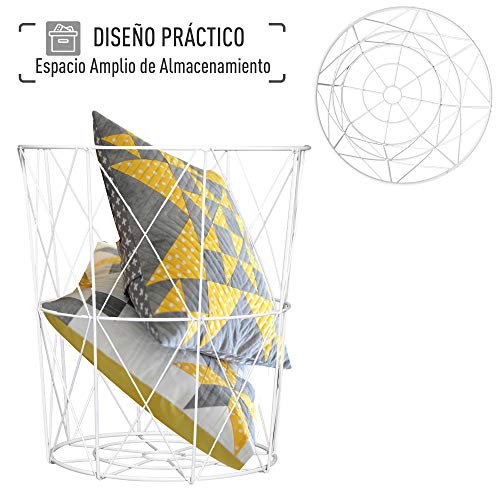 HOMCOM Juego de 2 Mesita de Café Centro Industrial Tapa Extraíble Cestas de Metal Mesa Auxiliar Metálica para Salón Sofá Estilo Moderno y Nórdico